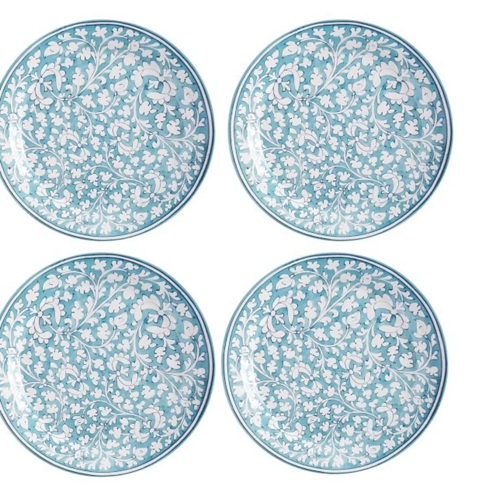 New Pottery Barn ‘Ava’ Floral Dinner Plate Set, S/4, Turquoise